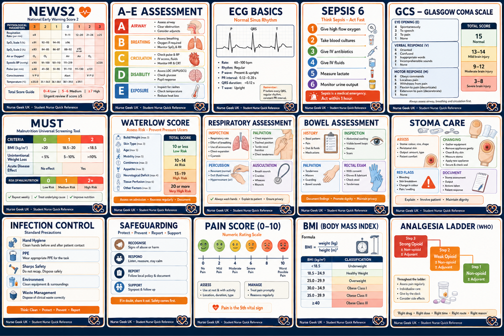 UK Based Student Nurse easy flashcard revision bundle (adult Field) instant digital download