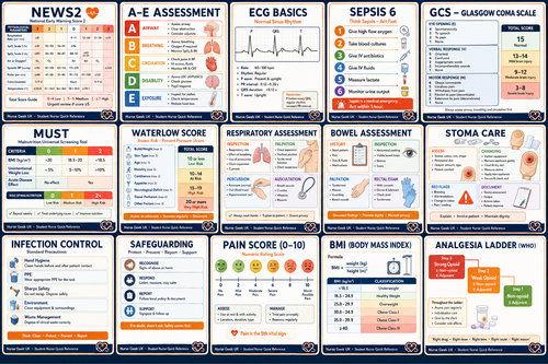 UK Based Student Nurse easy flashcard revision bundle (adult Field) instant digital download